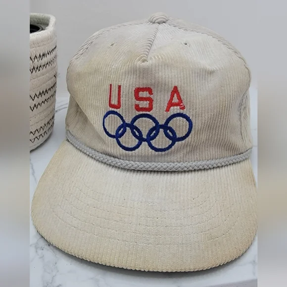 American Vintage | USA Olympics grey distressed corduroy adjustable hat | unisex - Picture 2 of 9